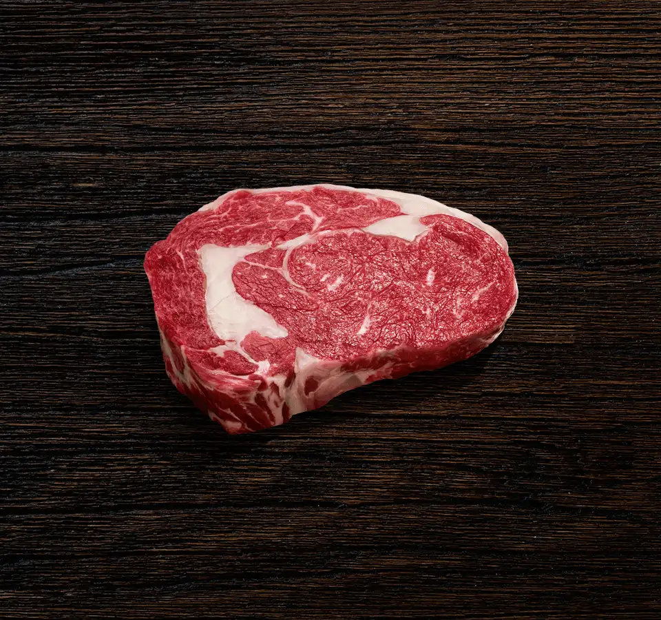 Rib-Eye-Steak mit ausgeprägten Marmorierung, besonders saftig