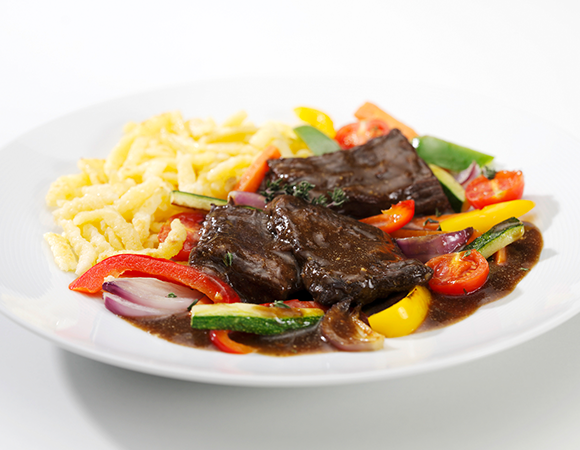 Onglet – Sous vide gegartes Rindfleisch mit Schokolade & Balsamico