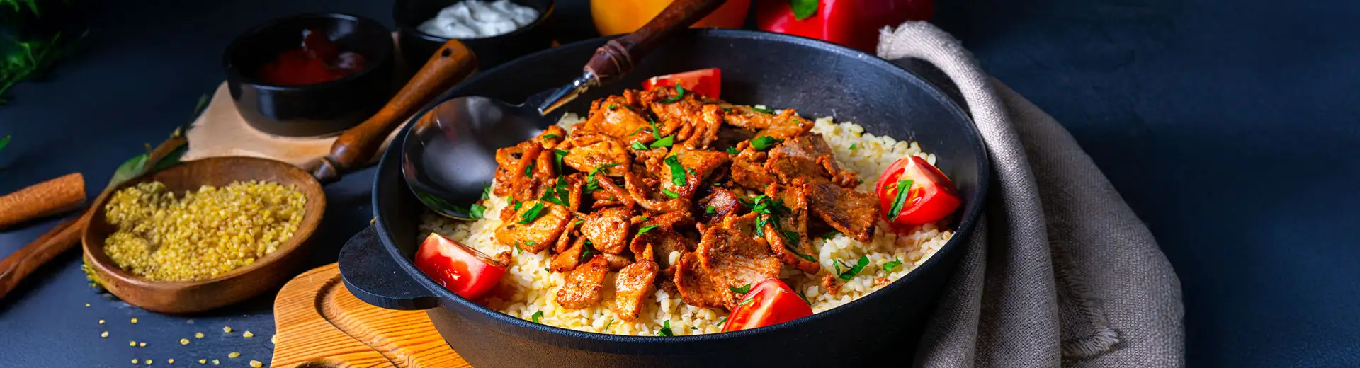 Gyrospfanne mit Steakstreifen