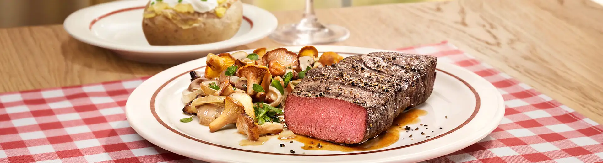 Huftsteak mit buntem Pilzgemüse